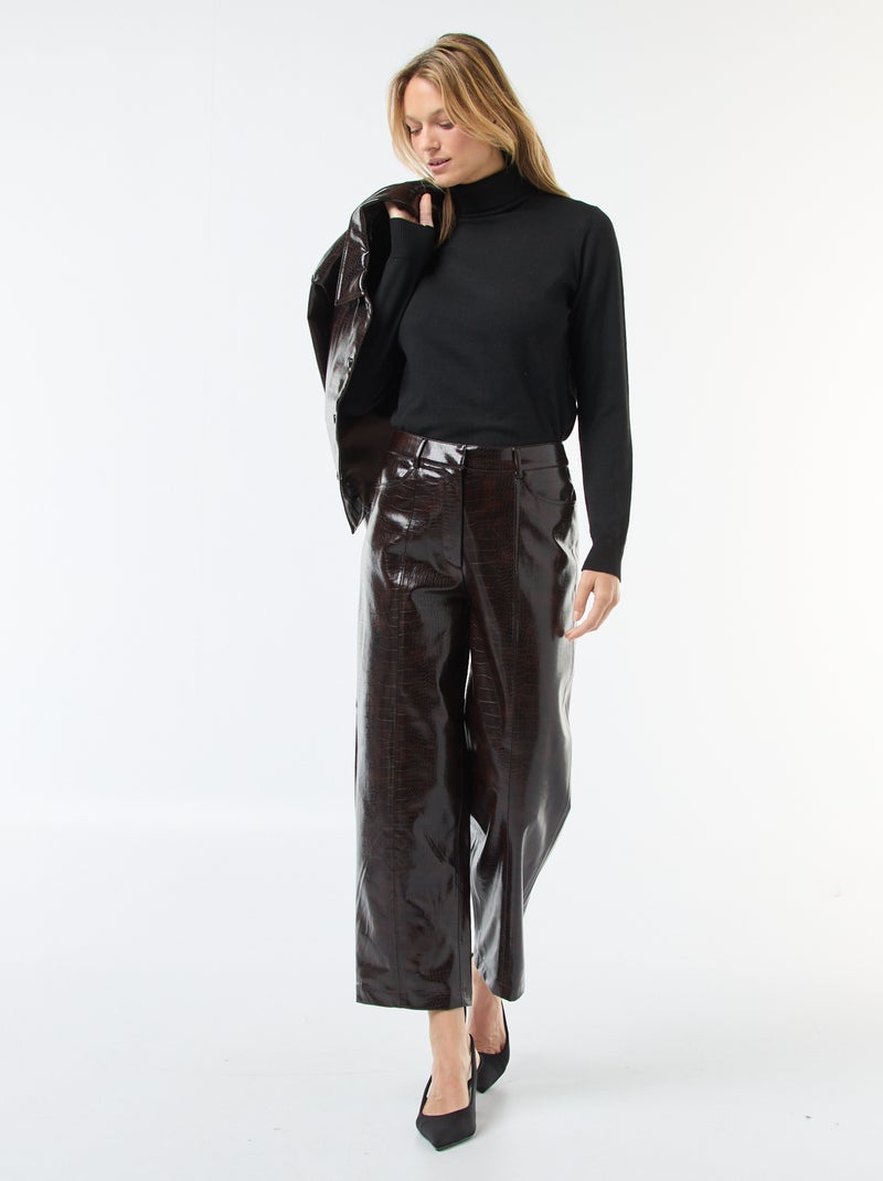 Pull col roulé uni Noir - Kiabi