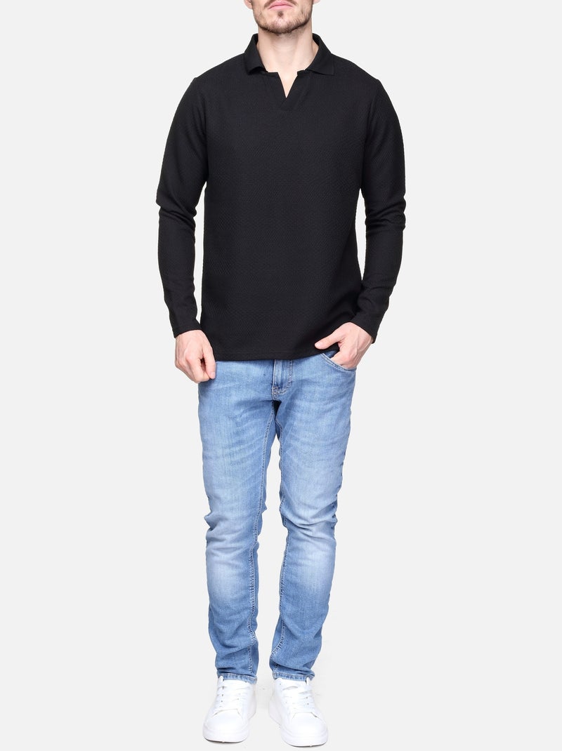Pull col v - Frilivin Noir - Kiabi