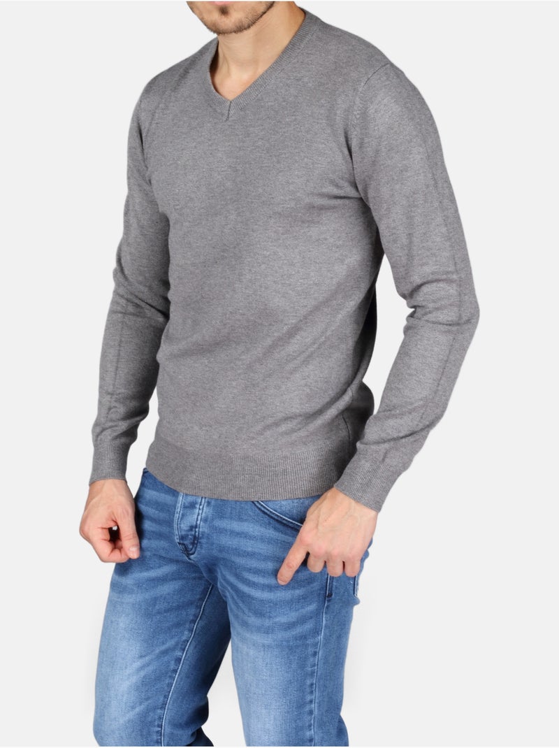 Pull col v - Kenzarro Gris clair - Kiabi
