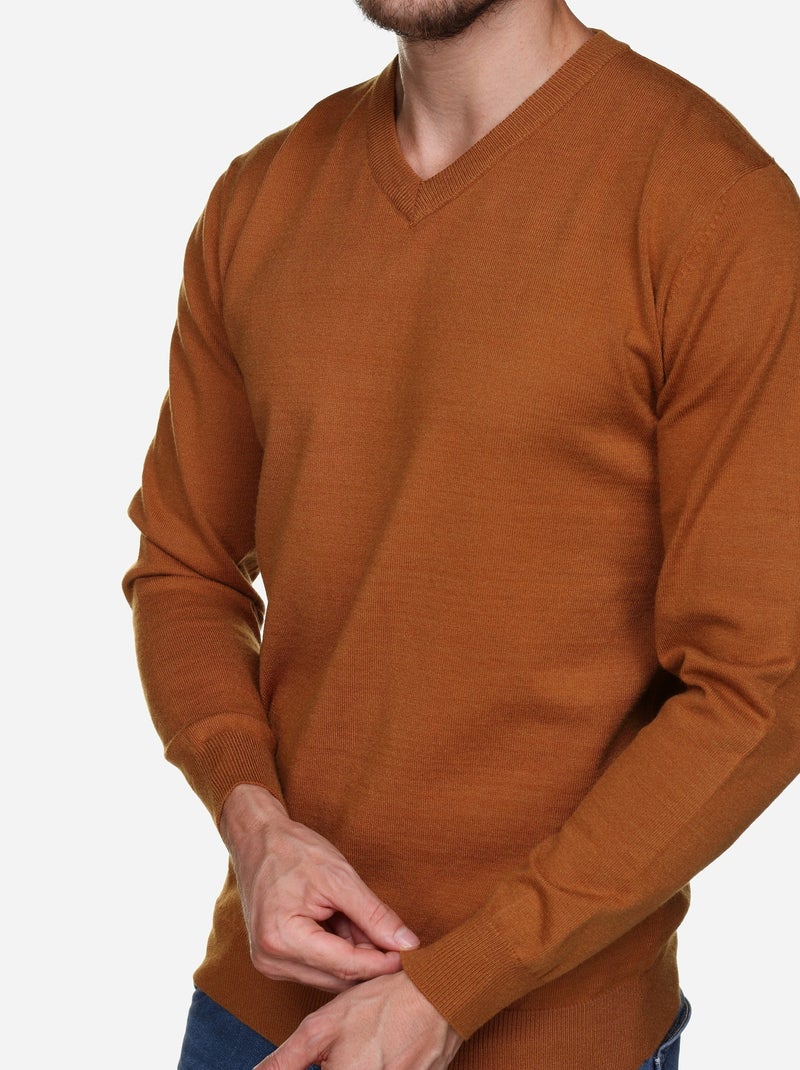 Pull col v - Yves Enzo Camel - Kiabi