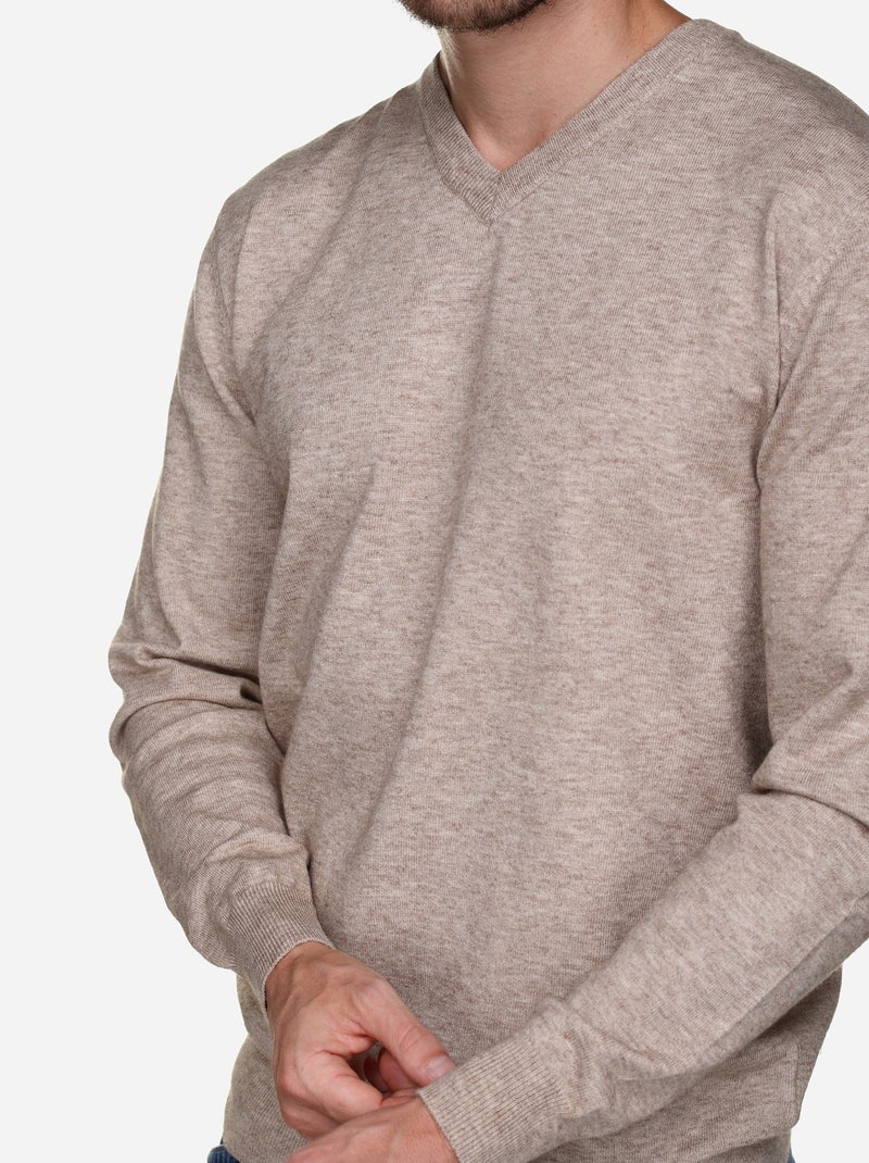 Pull col v - Yves Enzo Crème - Kiabi