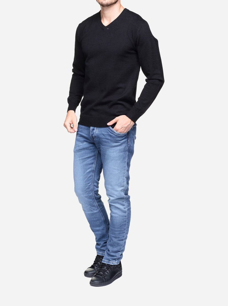 Pull col v - Yves Enzo Noir - Kiabi