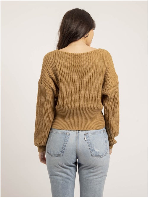 Pull col v avec noeud kirvina - Kiabi