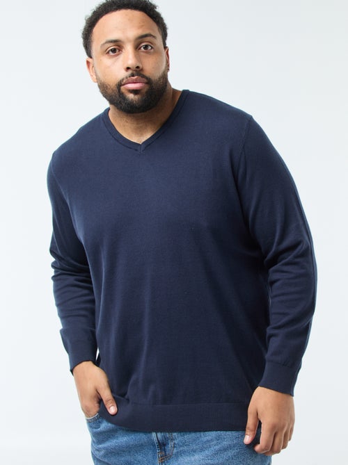 Pull col V en maille fine jauge - Kiabi