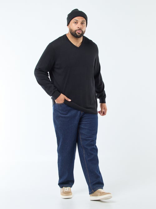 Pull col V en maille fine jauge - Kiabi