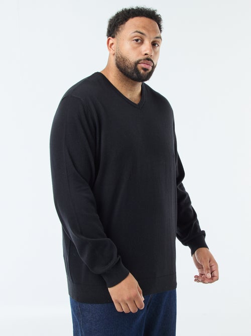 Pull col V en maille fine jauge - Kiabi