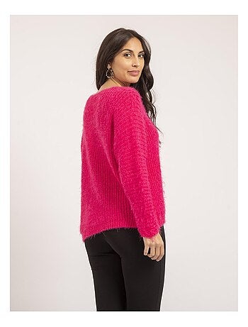 Pull col v maille chenille kristina