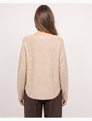 Pull col v maille fil brillant kassiane