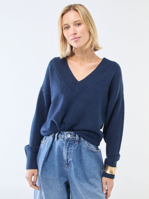 Pull col V uni - Kiabi