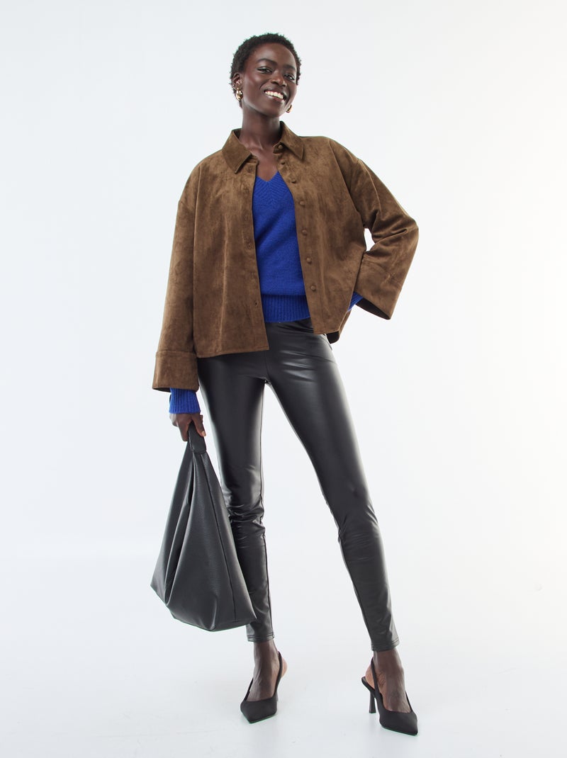 Pull col V uni Bleu - Kiabi