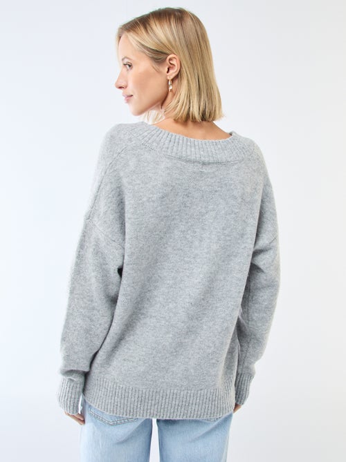 Pull col V uni - Kiabi