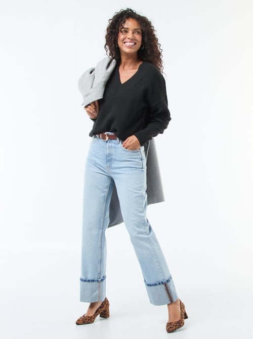 Pull col V uni - Kiabi