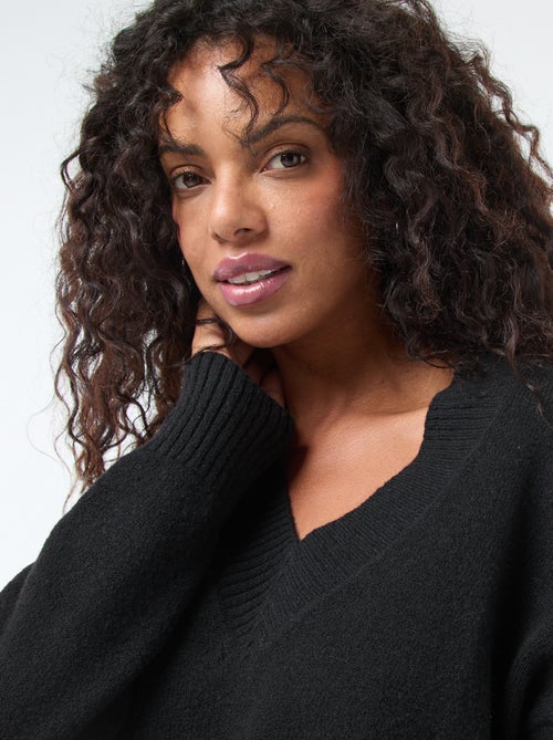 Pull col V uni - Kiabi