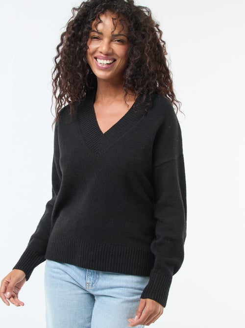 Pull col V uni - Kiabi