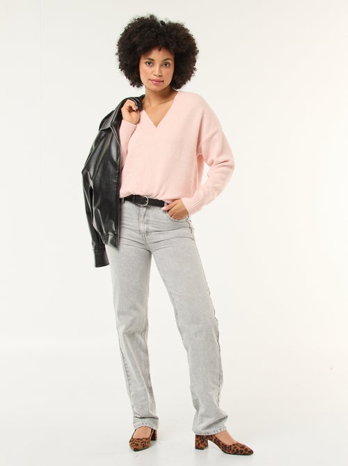 Pull col V uni - Kiabi