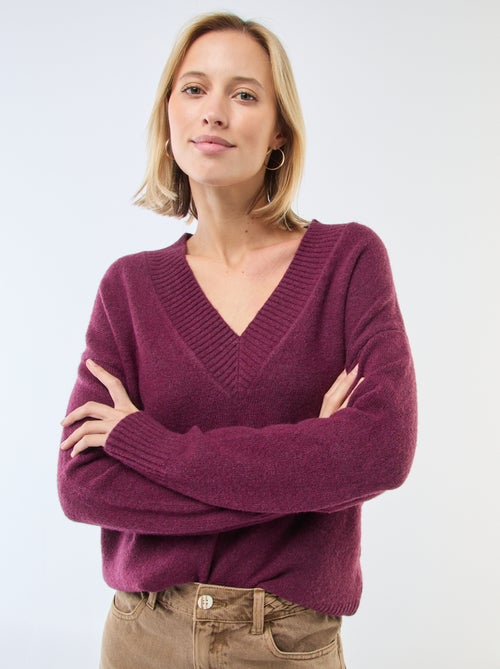 Pull col V uni - Kiabi