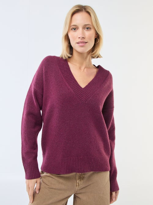 Pull col V uni - Kiabi