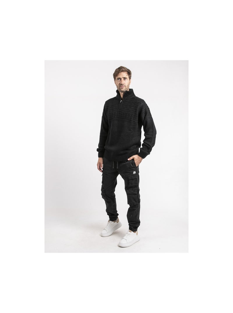 Pull col zippé logipal Noir - Kiabi