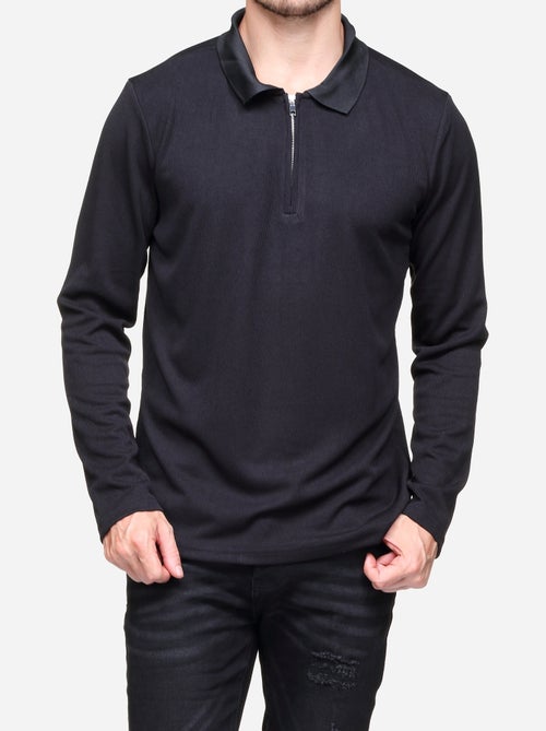 Pull colo polo zippé - Kiabi Pull colo polo zippé - Kiabi