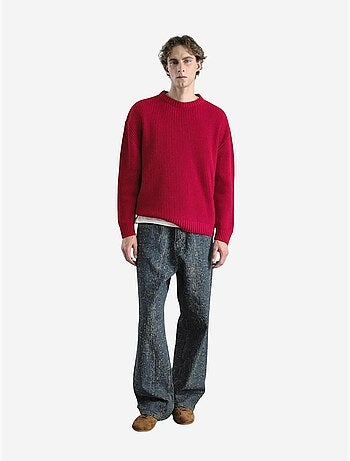 Pull comfort fit en maille côtelée à col rond giesto