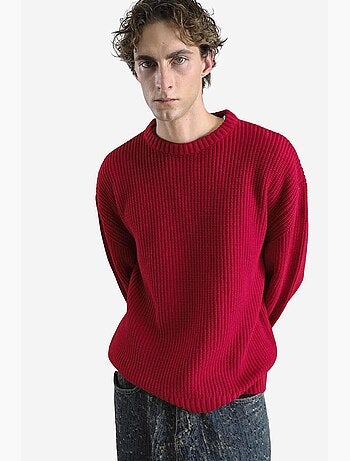 Pull comfort fit en maille côtelée à col rond giesto