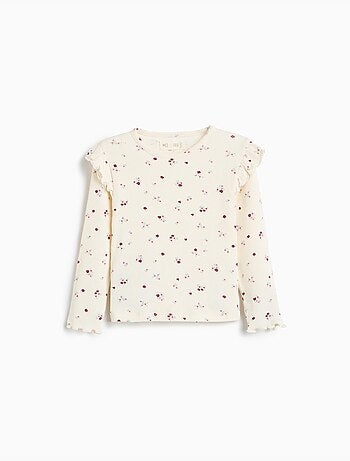 Pull côtelé avec des fleurs, mo fashion