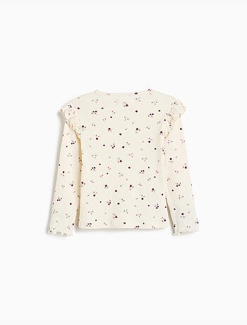 Pull côtelé avec des fleurs, mo fashion
