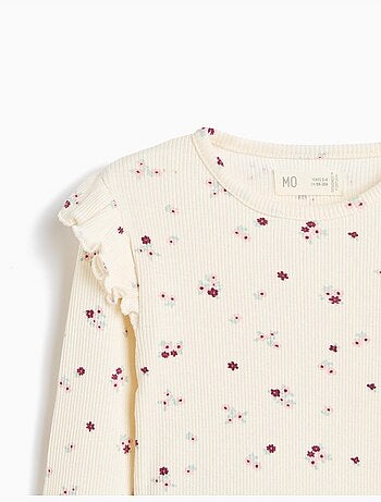 Pull côtelé avec des fleurs, mo fashion