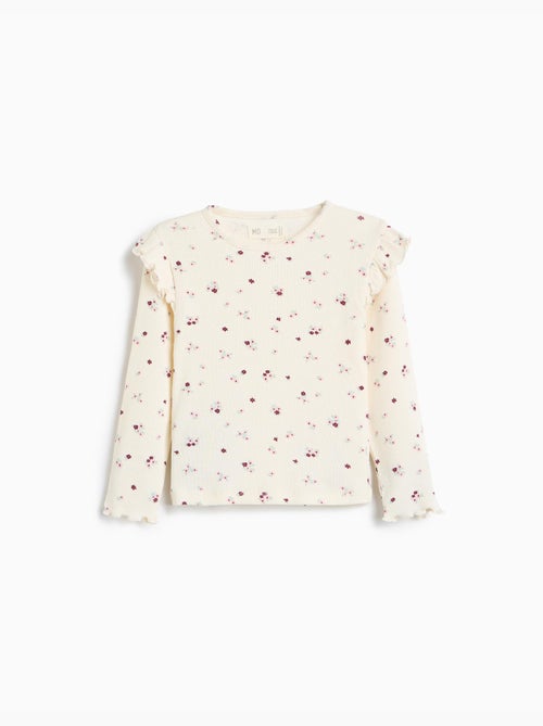 Pull côtelé avec des fleurs, mo fashion - Kiabi