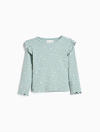Pull côtelé avec des fleurs, mo fashion