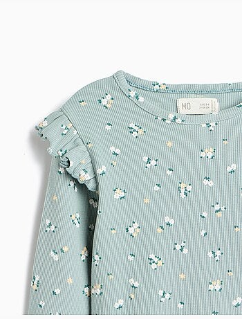 Pull côtelé avec des fleurs, mo fashion