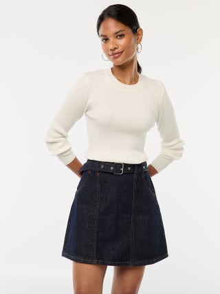 Pull côtelé manches longues