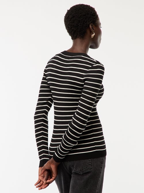 Pull côtelé manches longues - Kiabi