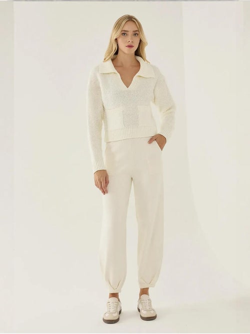 Pull court à col chemise avec poche - Kiabi Pull court à col chemise avec poche - Kiabi