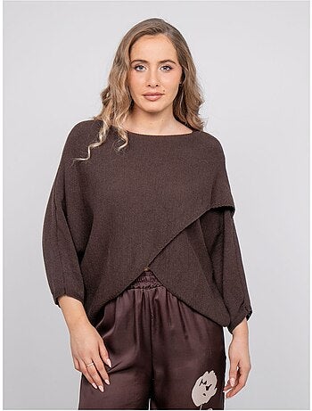 Pull court base croisée et manches chauve-souris kendy