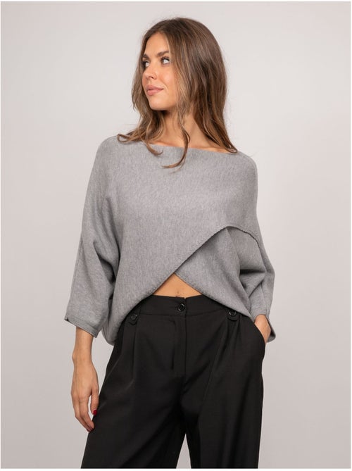 Pull court base croisée et manches chauve-souris kendy - Kiabi