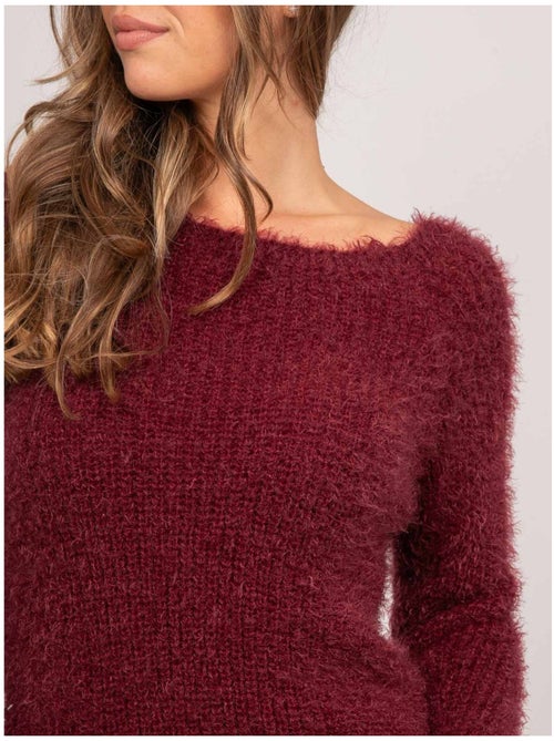 Pull court en maille poilue encolure dégagée kynaelle - Kiabi