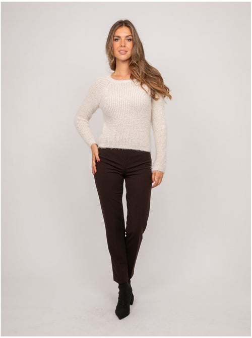 Pull court en maille poilue encolure dégagée kynaelle - Kiabi