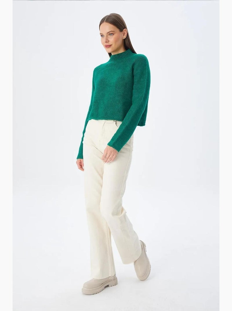 Pull court en maille texturée femme mixray Vert - Kiabi