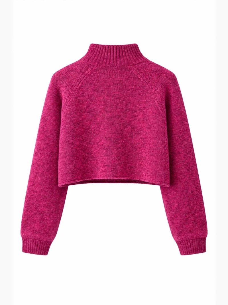 Pull court en maille texturée femme mixray Violet prune - Kiabi