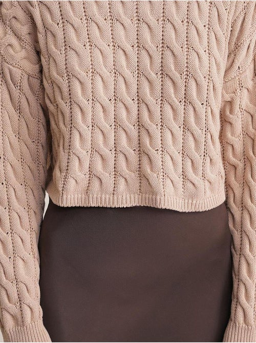 Pull court épais avec motif tresse mixray - Kiabi
