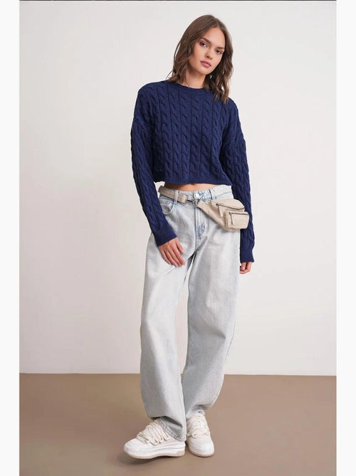 Pull court épais avec motif tresse mixray - Kiabi