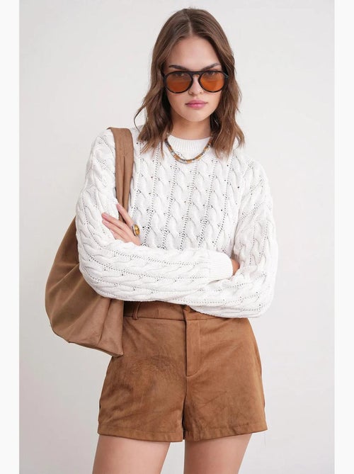 Pull court épais avec motif tresse mixray - Kiabi
