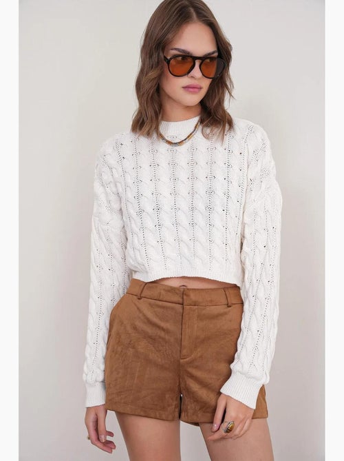 Pull court épais avec motif tresse mixray - Kiabi