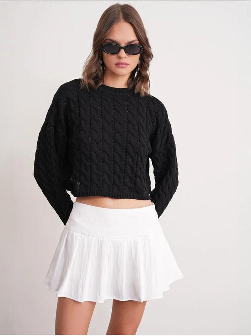 Pull court épais avec motif tresse mixray - Kiabi