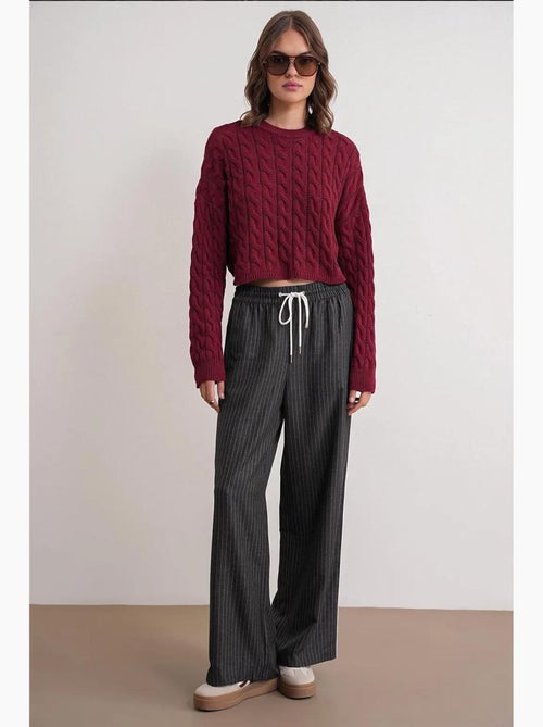 Pull court épais avec motif tresse mixray - Kiabi