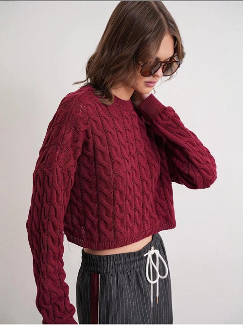 Pull court épais avec motif tresse mixray - Kiabi