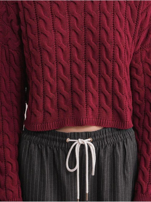 Pull court épais avec motif tresse mixray - Kiabi