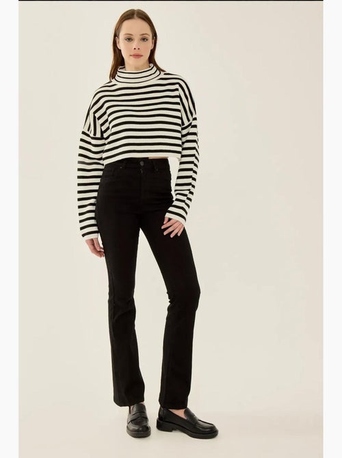 Pull court oversize à rayures et col roulé hiccup - Kiabi