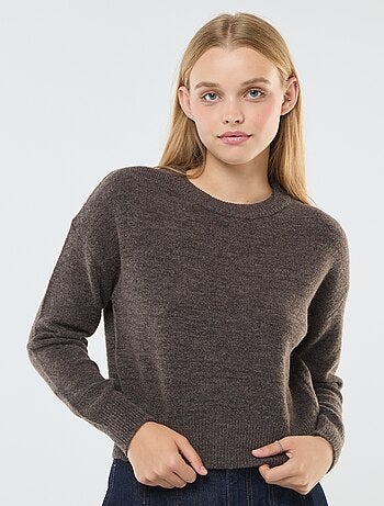 Pull crop top en maille douce